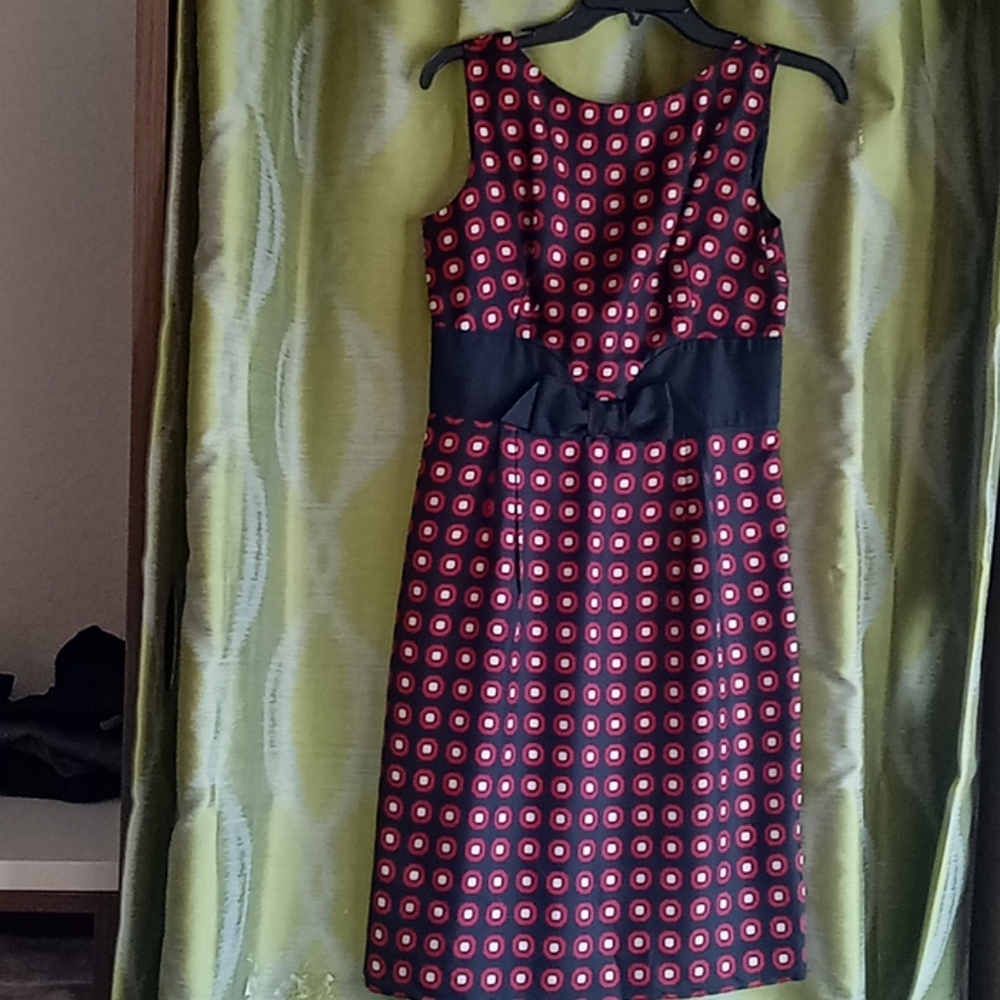 Milly Black Mini Dress with Red and White Geometric Print